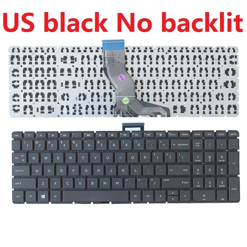 Clavier d&#39;ordinateur portable US/UK/LA/SP/FR pour HP Pavilion 15-AK 15-BC 15z-ab 17-U 17T-U 17-ab 17-G 17-W TPN-Q174 TPN-Q172 15-AR: US black No backlit