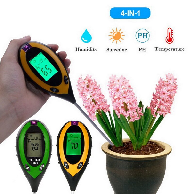 4 in 1 Terreno Ph metro tester Del Terreno PH-Misuratore di Umidità Temperatura Intensità di Luce Solare di Misura Analisi Acidità Alcali