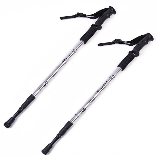 65-135cm Walking Sticks Hiking Poles Adjustable Trekking Poles Telescopic Scandinavian Anti Shock Carbon Al alloy: 2 pcs white