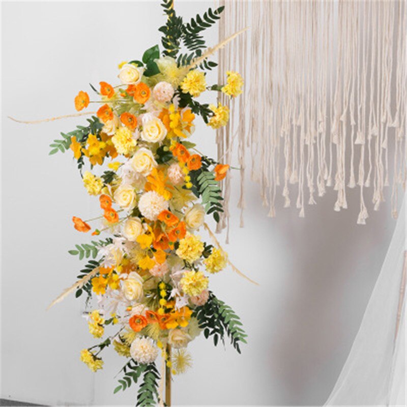 100X45cm Wedding Flower Row Arrangement Supplies Silk Peonies Rose Artificial Flower Row Wedding Arch Backdrop T station Decor