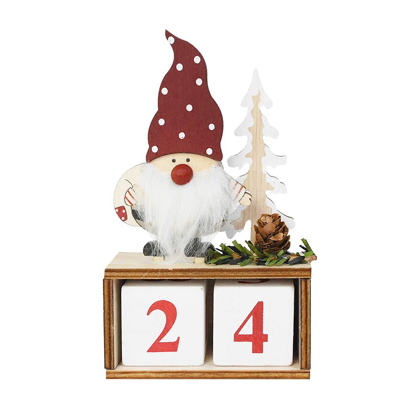 Jul träkalender jultomten bordsprydnad adventskalenderår jul heminredning navidad: B02