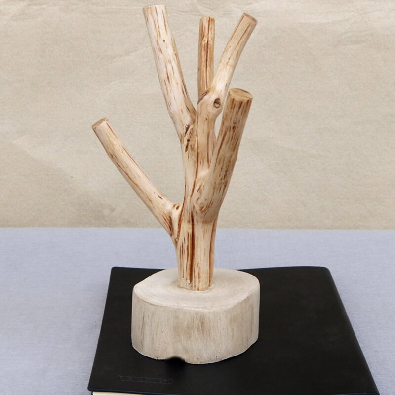 Tree Shape Solid Wood Coffee Tea Cup Drain Storage Holder Stand Home Kitchen Mug Jewelry Hanging Display Rack