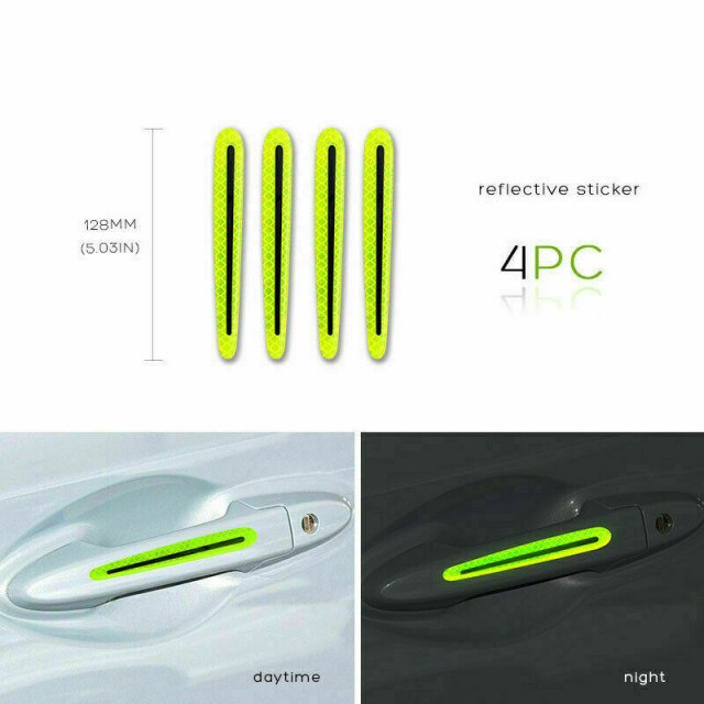 4pcs Set Reflective Stickers Distance Night Safety Strip Warning Decal: Fluorescent Green