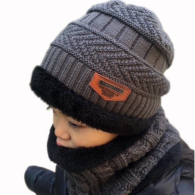 Conjunto de gorro de invierno para niños y niñas, bufandas, gorras gruesas y collares, gorros de bebé bonitos de 1 a 10 años, otoño