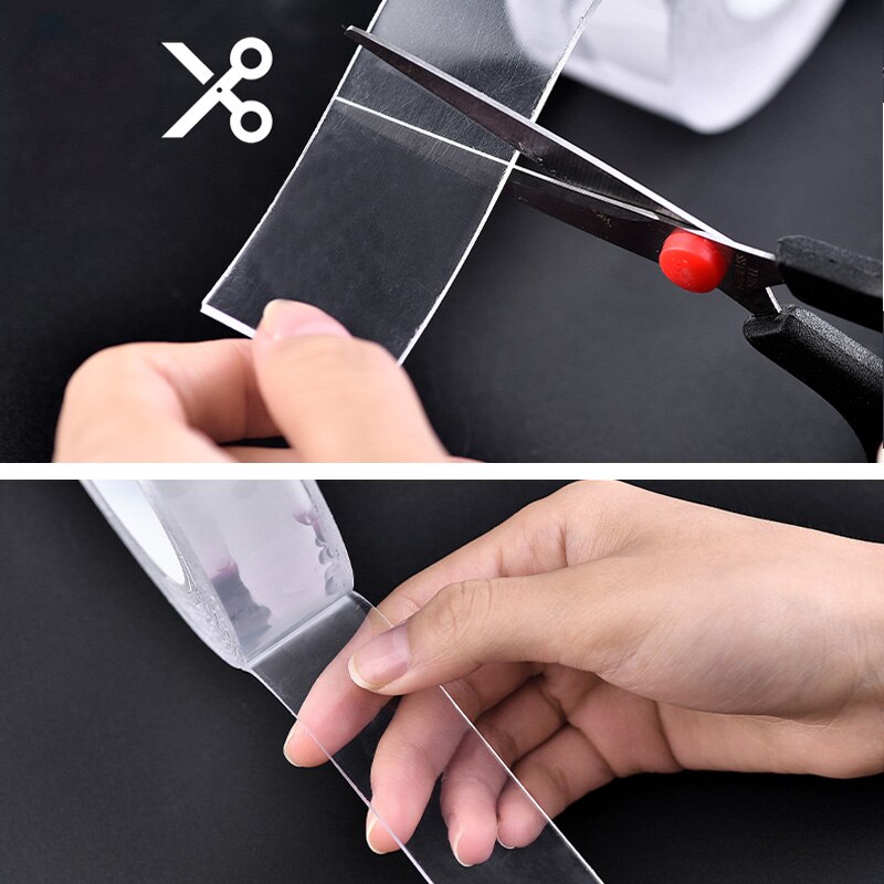 Transparent Magic Nano Tape Washable Reusable Double-Sided Tape Adhesive Nano-No Trace Paste Removable Glue Cleanable 1M*3cm*1mm