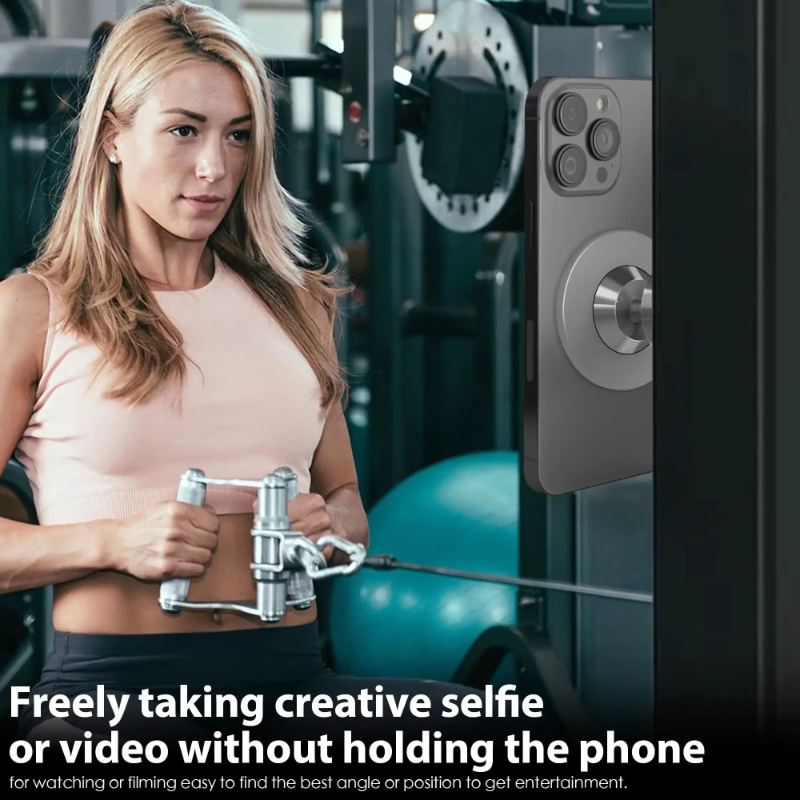 Support de téléphone magnétique Gym Mate et support de téléphone à aspiration magnétique double face pour MagSafe. Shooter des vidéos mains libres pendant travailler