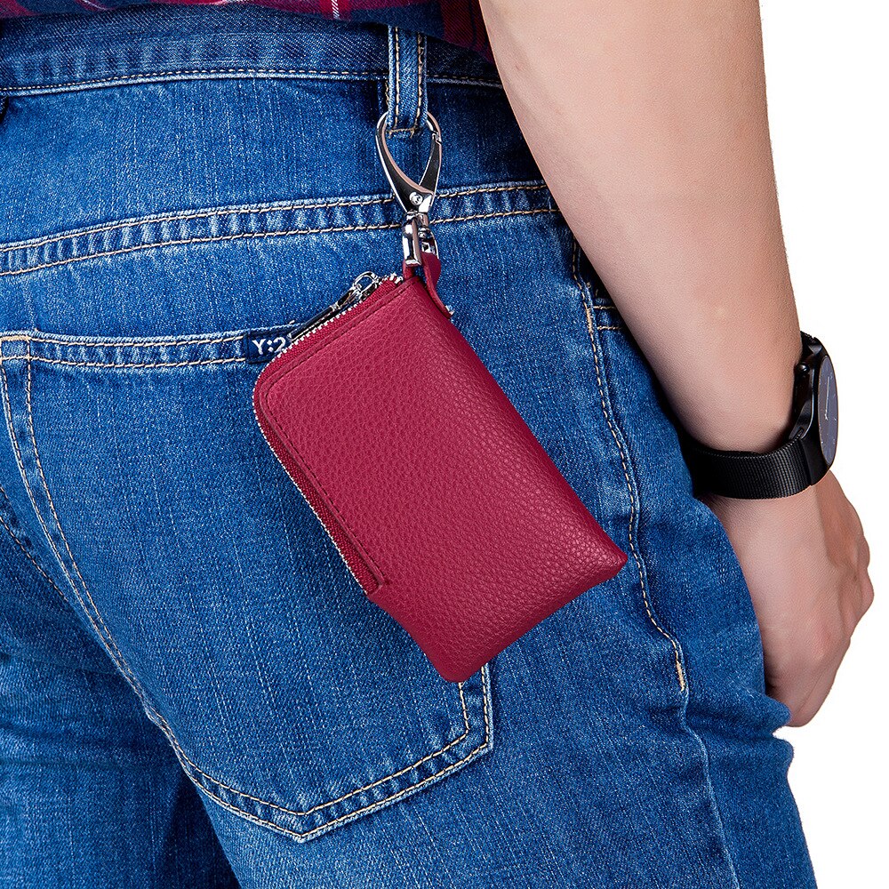 ZUID GOOSE Unisex Lederen Slanke Autosleutel Houders Huishoudster Keys Organizer Lady Rits Key Portemonnees Card Bag