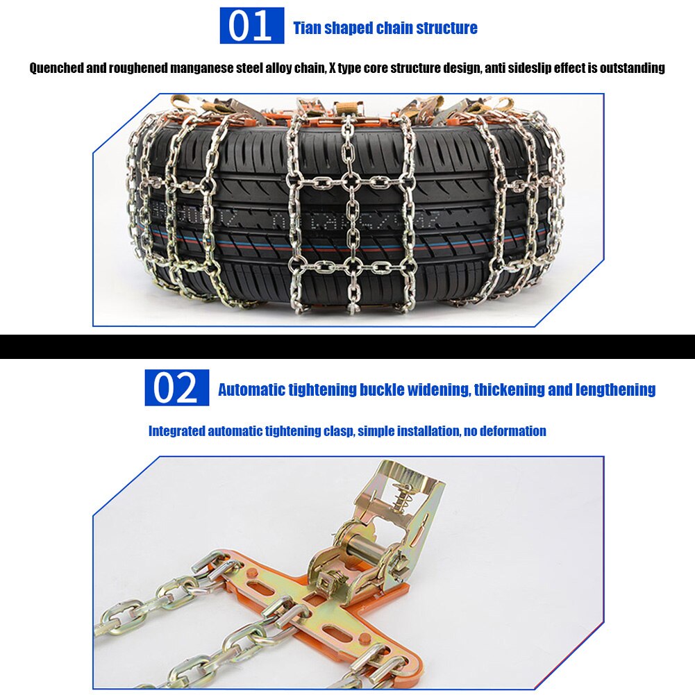 Universial Car Snow Chains Winter Use Car Tire Chain for Snow Ice Road Steel Tyre Traction Chain Universal Auto Vehicle Tools
