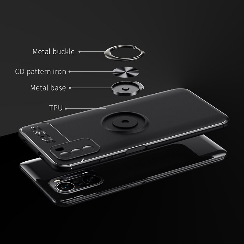 Voor Xiaomi Poco F3 Case Ring Houder Zachte Mat Siliconen Back Cover Telefoon Case Voor Xiomi Xiaomi Mi Poco F3 funda