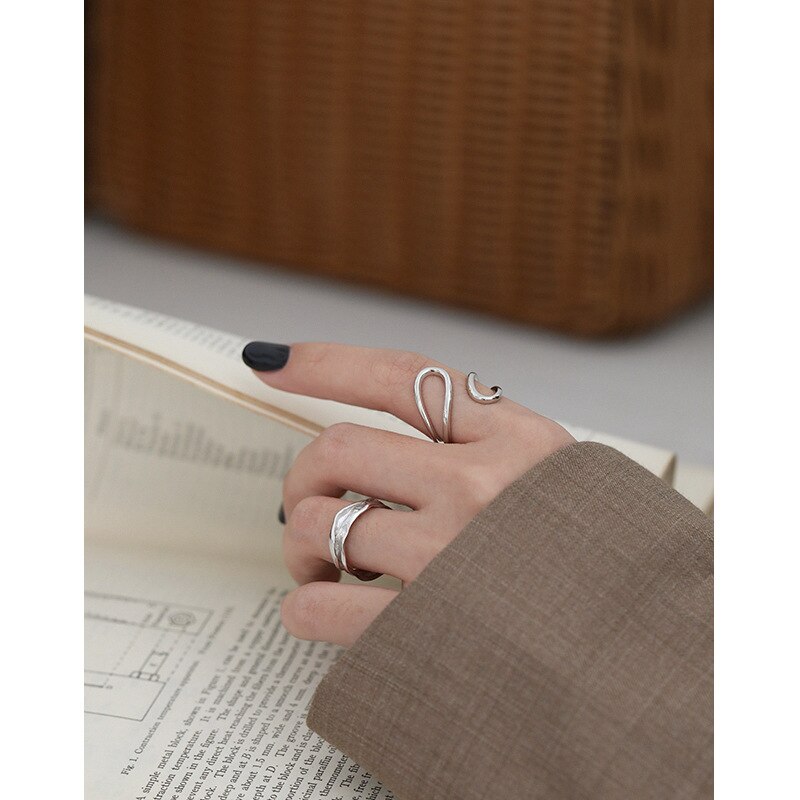 Korean Style S925 Sterling Silver Ring Sense Cross Cutout -Shaped Ring Female All-Match Ring Bulk Purchase