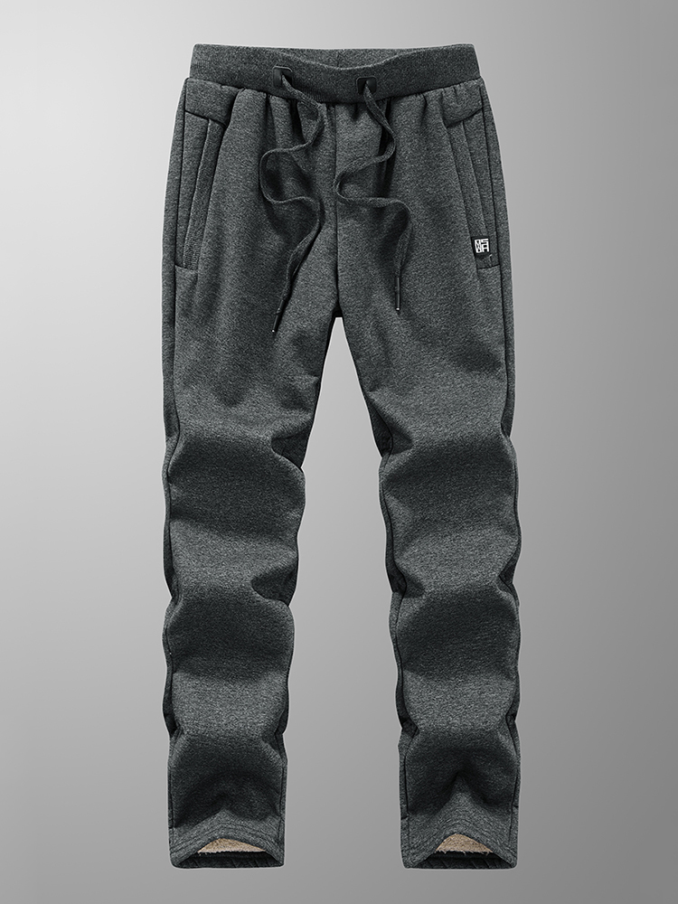 Pantalones de chándal de invierno para hombre, pantalones de chándal gruesos y cálidos de lana, ropa deportiva con bolsillos y cremallera, pantalones de chándal informales de algodón de talla grande 6XL 7XL 8XL: 6XL / Beige