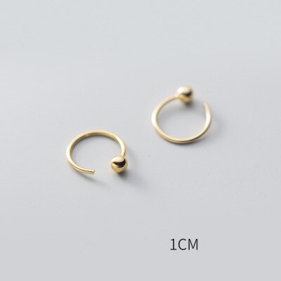 925 sterling sliver geometriske asymmetriske glatte hoop øreringe til kvinder små åbne huggies bøjler ørepiercing øreringe: 10mm guldfarve
