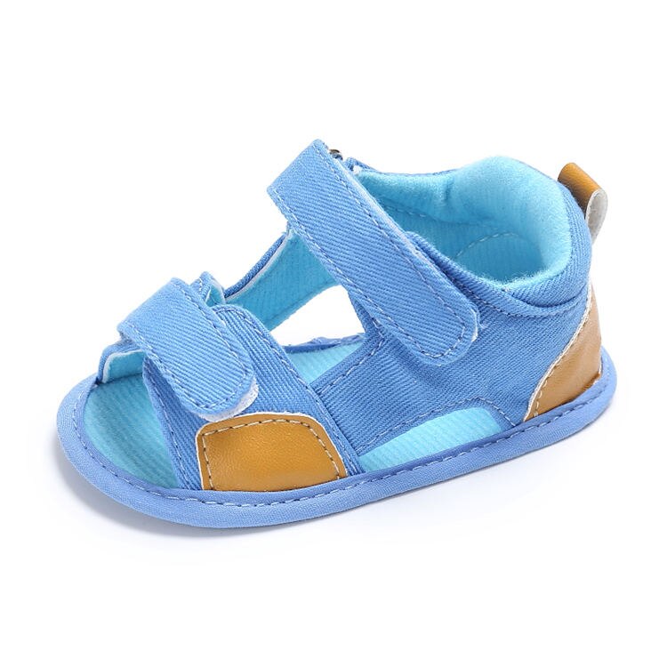 Baby Jongen Sandalen Meisje Canvas Gesp Solid Comfort Katoen Zachte Anti-Slip Zool Peuter Prewalkers Wieg Baby Schoenen sandalen: light blue / 0-6 months
