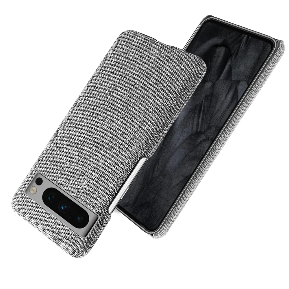 For Google Pixel 8 Pro 7 6 5 Case Luxury Fabric Antiskid Cover For Google Pixel 5G 6a 7a 8 Pro Cloth Capa: CANVAS / Light Gray