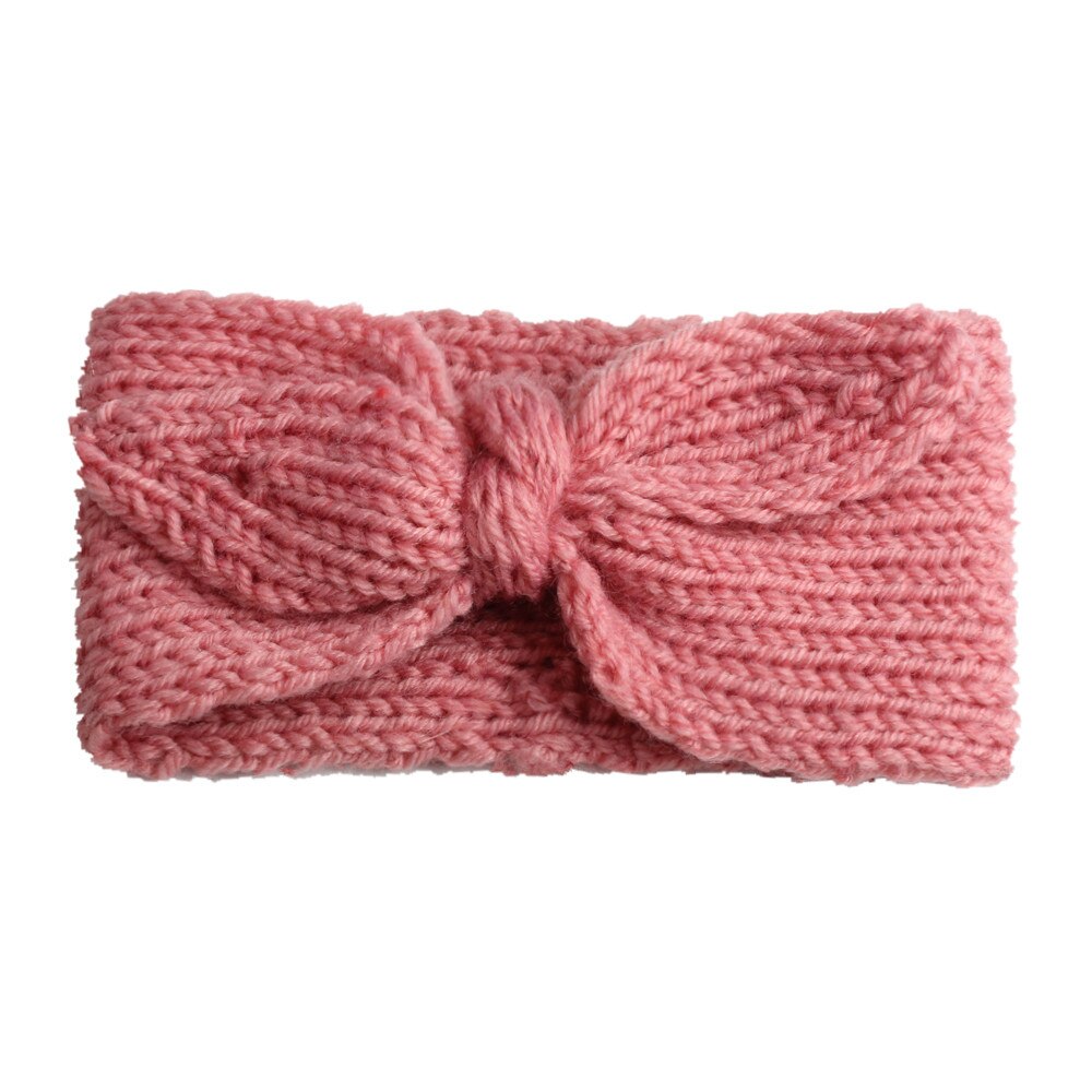 12pcs/lot Crochet Knotted Headwrap Solid Bunny Ear Headband Turban Knitted Winter Warm Hair Band For Babys