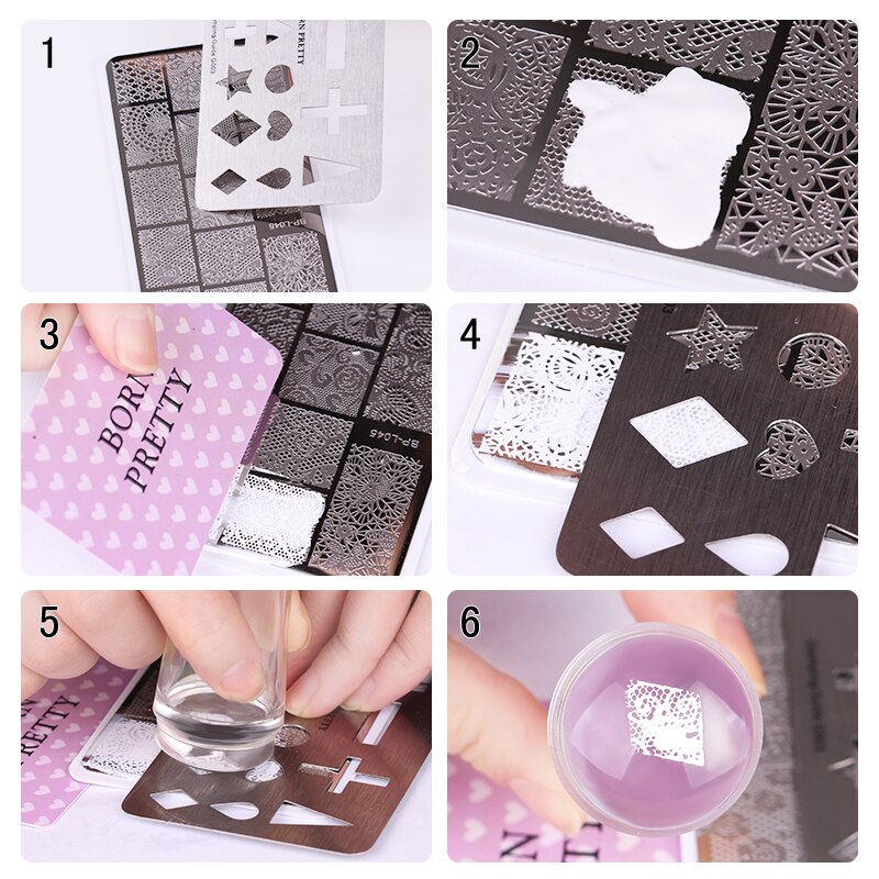 Geboren Pretty Nail Stempelen Gids Volledige Franse Nail Tips Templates Rvs Star Heart Cross Stampingtools