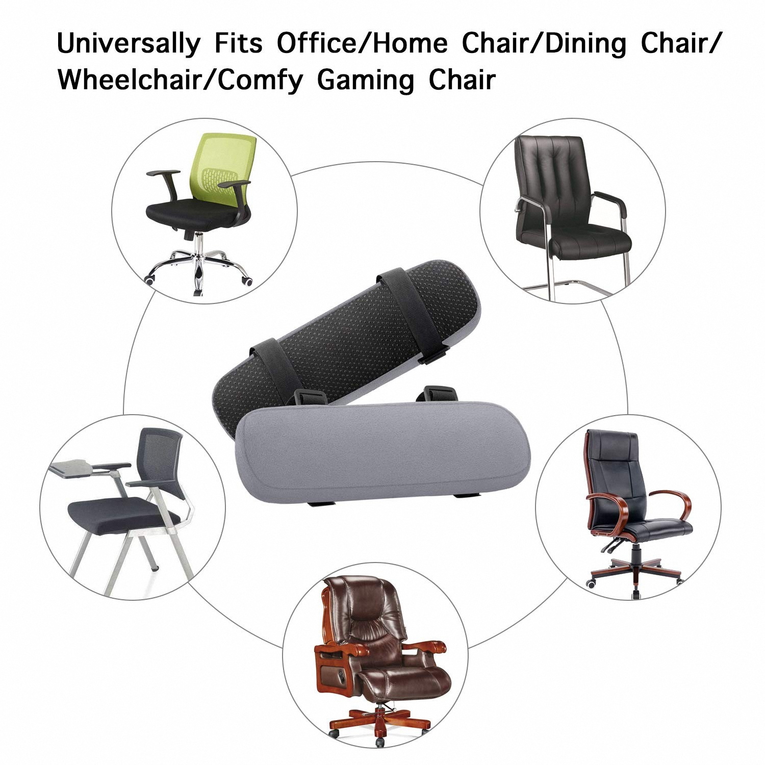 2 stk. bløde armlænshynder til pp svampeskum til hjemme-/kontorstole, armlænsbetræk til computerspil, albuehynder, aftagelige og vaskbare