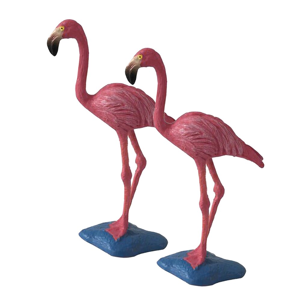 2 PCS Realistic Red Flamingo Bird Model Figure Model Home Ornament