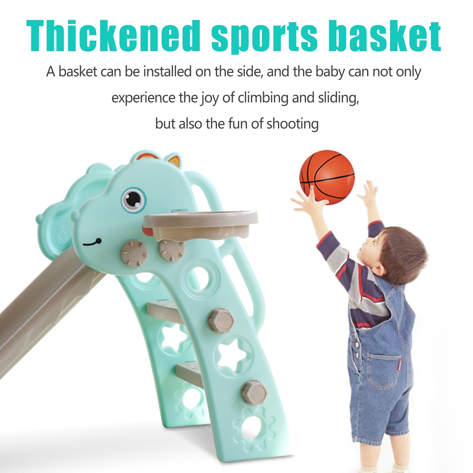 Enfants toboggan combinaison aire de jeux enfants intérieur en plastique toboggan avec Shoot basket-ball bébé aire de jeux en plein air enfants jouets # HWC