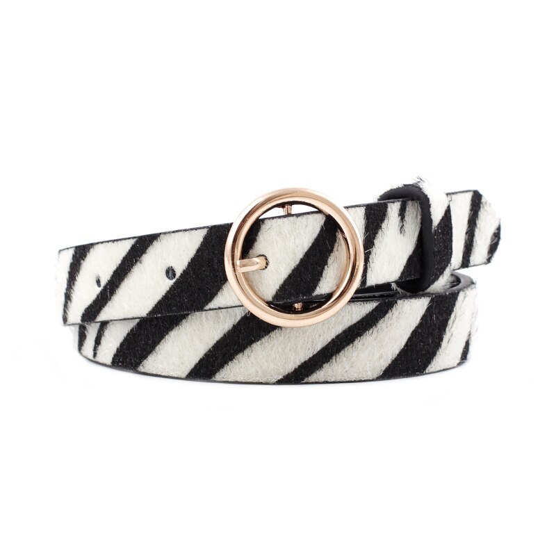 Leopard Belt Women Snake Zebra Print Thin Horsehair Waist Belt PU Leather Gold Ring Buckle Belts for Ladies Female