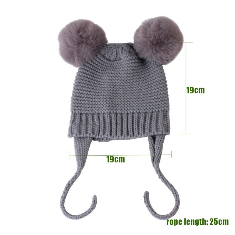 ¡Novedad de ! Accesorios para bebés, gorros de lana tejidos con cinta, gorros cálidos para el invierno para niños y niñas, gorros de lana tejidos con bola peluda