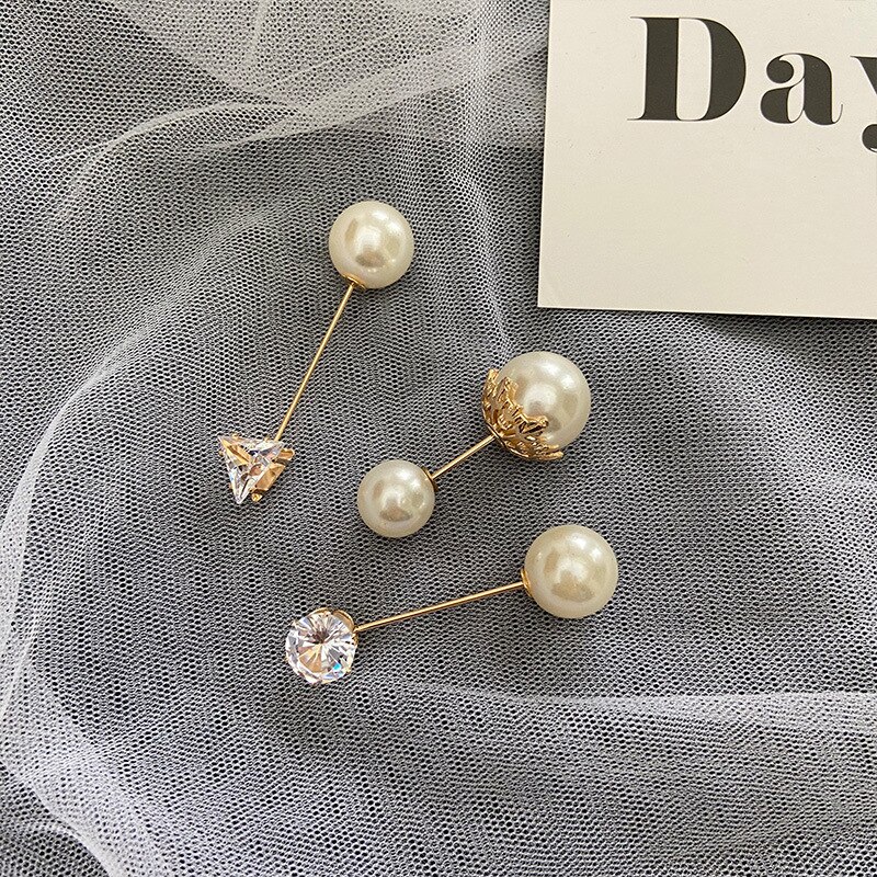 INS Network Red Pearl Brooch Female Anti-Exposure Buckle A- line Pin Fixed Clothes Small Pin Safety Pin Corsage Accessories