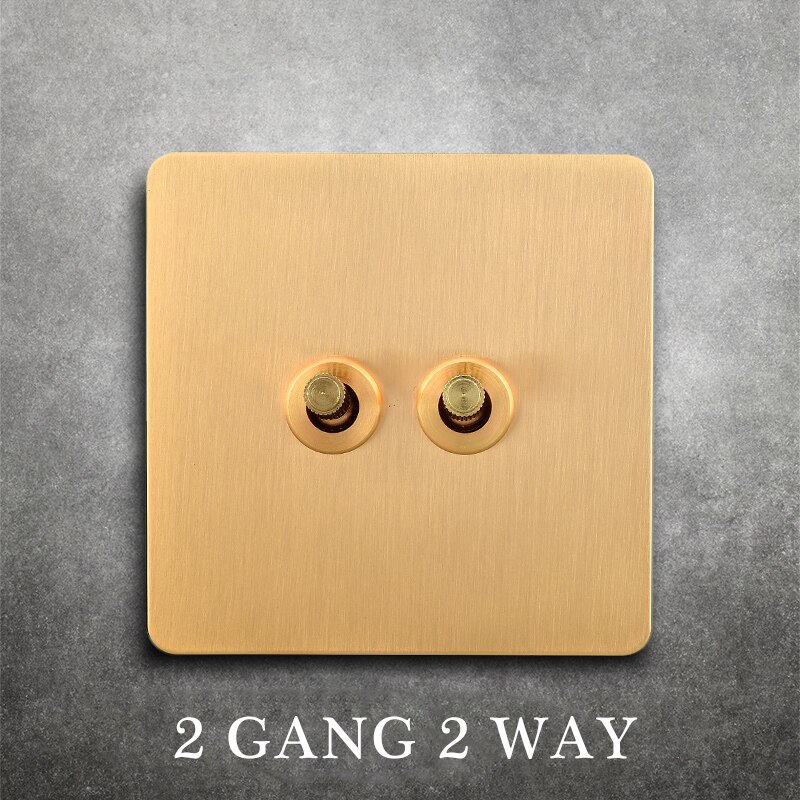 Messing vægkontakt, vintage vippekontakt 220v 1/2/3/4 gangs .2 vejs 10a vintage retro lysafbrydere kontakt til stuen messing håndtag: 2 bande 2 vejs