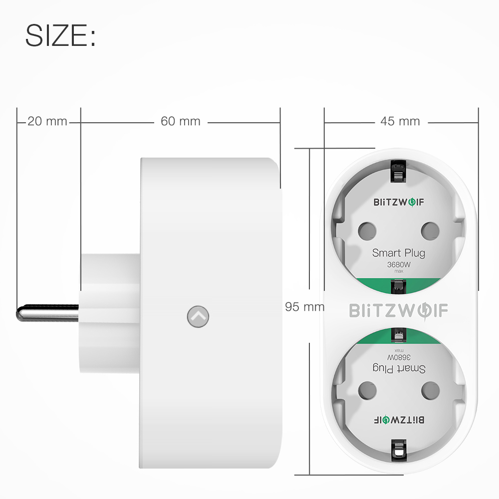 BlitzWolf BW-SHP7 16A 2 en 1 enchufe Dual de la UE inteligente WIFI Socket Switch Control Remoto interruptor temporizador trabajo con Google asistente/Alexa