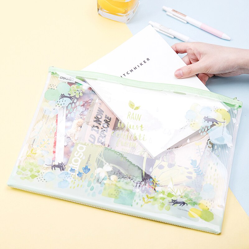 3 Stks/partij Creatieve Mesh Plastic Map Tas Leuke Kleine Kat Document Bestand Papieren Rits Zak Vulling Kantoor Schoolbenodigdheden