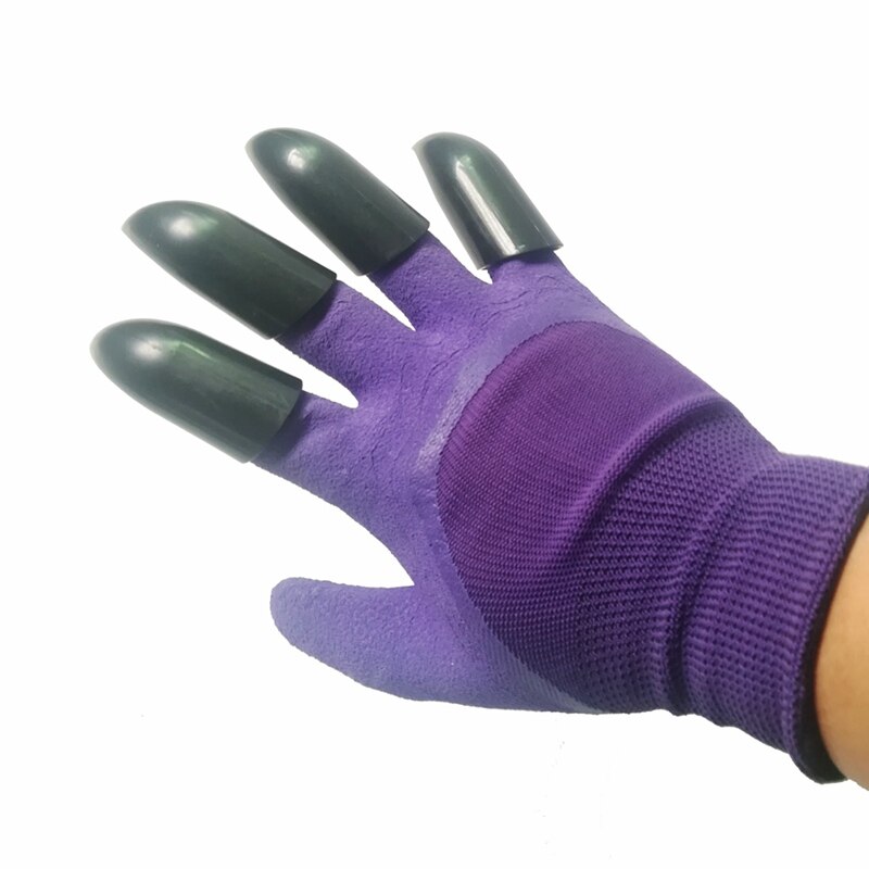 Newest Purple Gardening Gloves For Dig Planting Garden Gloves With 4 Abs Plastic Claws