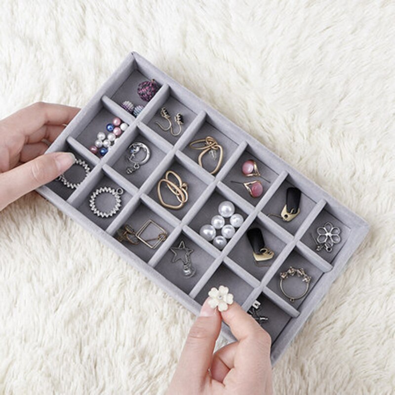 Sammet smycken förvaring juvelhållare ställ armband halsband ring förvaringsbox bricka display vitrinlåda smycken arrangör