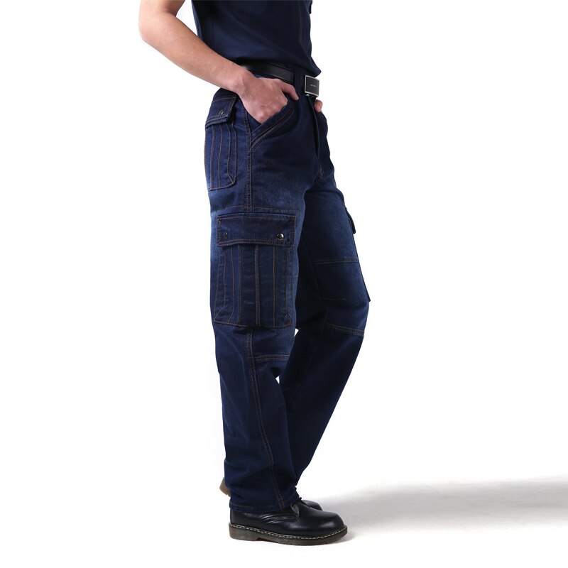 Pantalones vaqueros holgados de estilo hip hop para hombre, pantalón vaquero Punk desgastado de talla grande 30-46, con bolsillos grandes, para monopatín, Rap