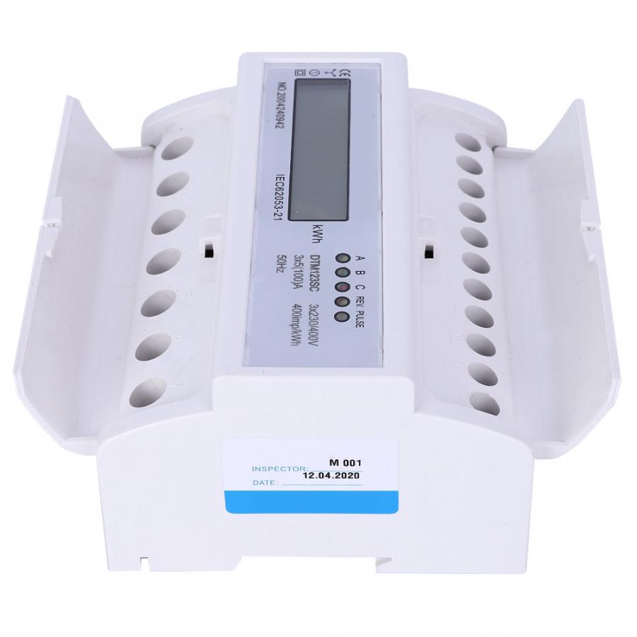Power Meter 230/400V 5-100A Energy Consumption Digital Electric Power Meter 3 Phase KWh Meter with LCD