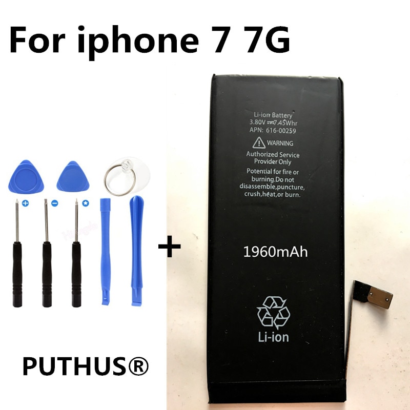 For iphone 7 battery 0 Cycle 3.8V 1960Mah Internal Li-ion battery Replacement Battery for iphone 7 + repair tools