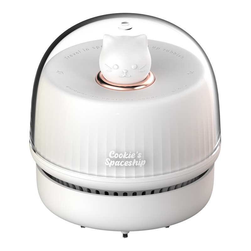 Small Vacuum Cleaner Desktop USB Student Portable Cute Pet Vacuum Cleaner Home Office Table Keyboard Cleaner With Night Light: white