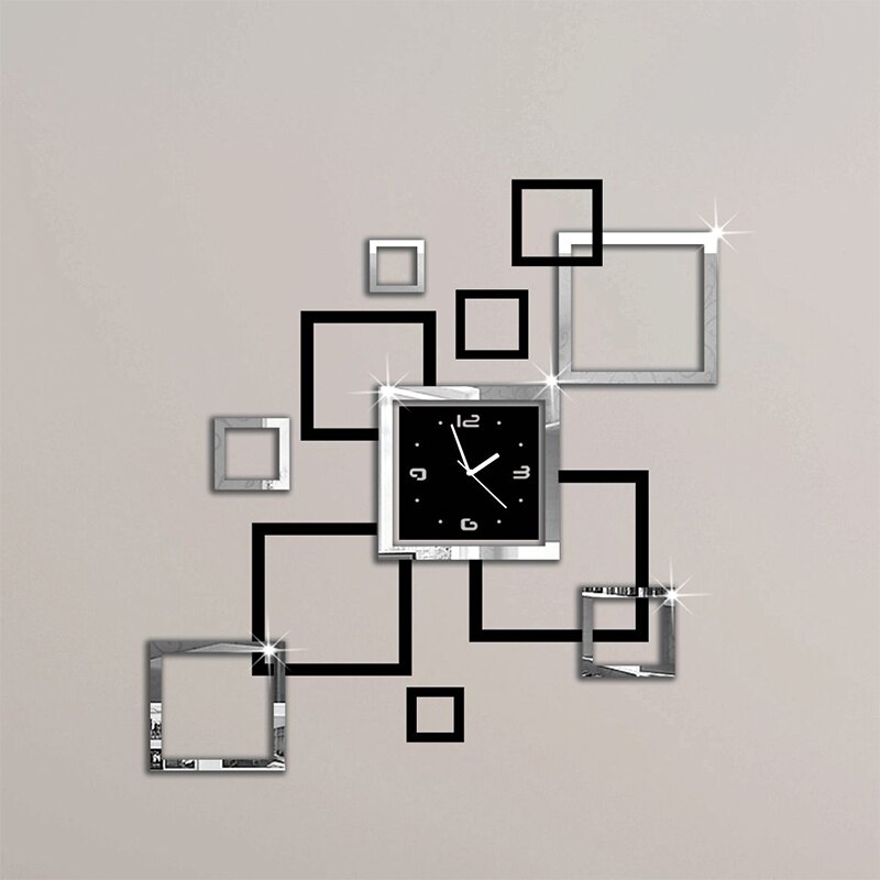 YGLONG Diy Decoratieve Wandklok Acryl Wandklok Sticker Mute DIY Klokken Modern Design Spiegel Muurstickers Home Decor (Kleur: Spiegel Goud 46x49cm, Maat: A