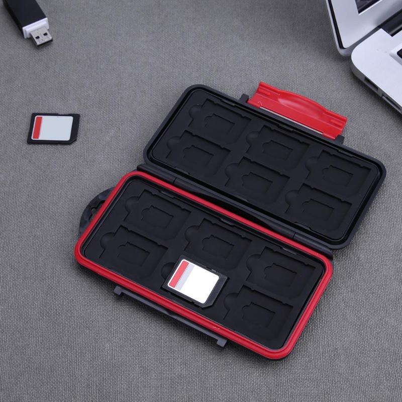 All in One Storage Memory Card Case Waterproof Shockproof 12SDTF Cards Box Holder Box Cases for SD/ SDHC/ SDXC/TF Cards