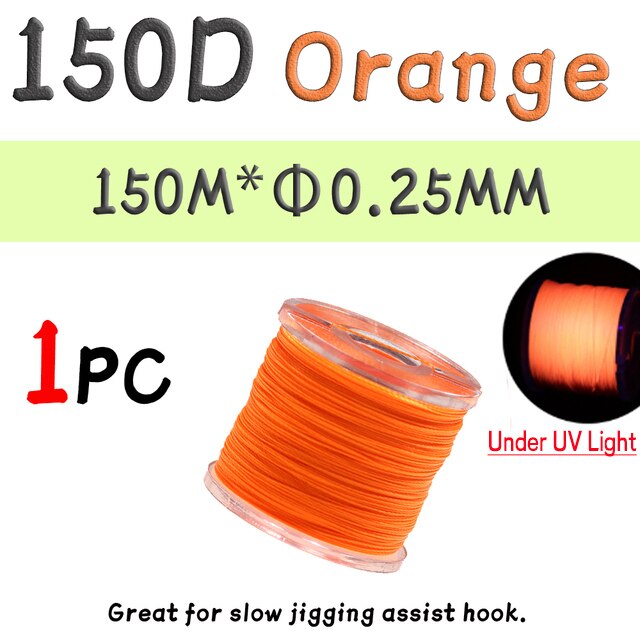 WIFREO 150D słonowodne wędkowanie spowolnienie Assist Jigging haki wiążące nici ręcznie dzianinowe nici Fishing Lure wiązanie muchowe Gear Tackle: 150D UV Orange