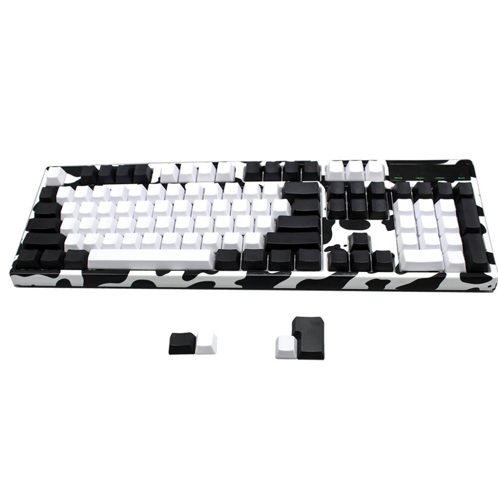 YMDK 104 Blank ANSI ISO White Black Mixed PBT OEM Profile Keycap For 104 TKL 60% MX Switches Mechanical Gaming Keyboard