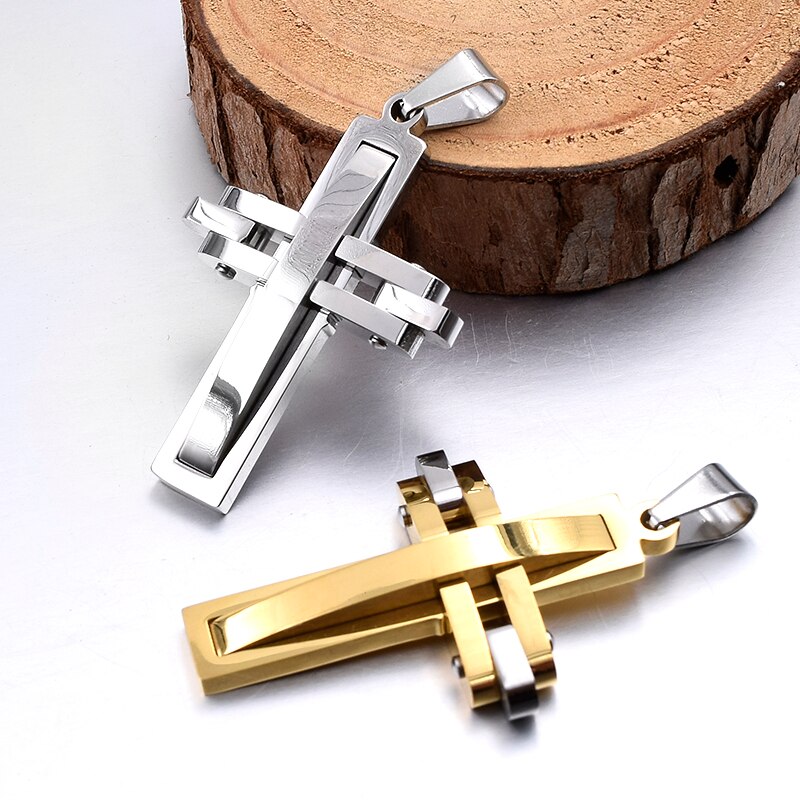 ATGO Black Cross Jewelry Charm chain Women's/Men's Stainless steel Necklaces For Boys And Girls Lover