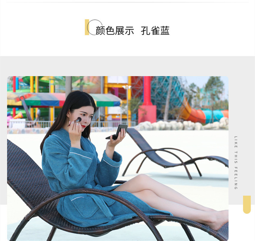 100% Cotton Couples Thick Absorbent Terry Bath Robe Kimono Men Towel Bathrobe Sleepwear Women Hotel Gown Robes: L / Beige