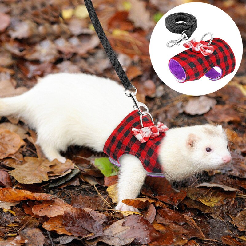 Ensemble harnais et laisse pour animal domestique, gilet avec nœud de lapin, furet cochon d&#39;inde, chaton, vêtements mignons, fournitures pour animaux de compagnie, accessoires de Cage