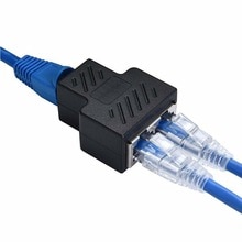 Ethernet-netwerkkabel LAN Poort 1 naar Zwart 2 Splitter Connector Adapter RJ45 in en RJ45 vrouwelijke uit.