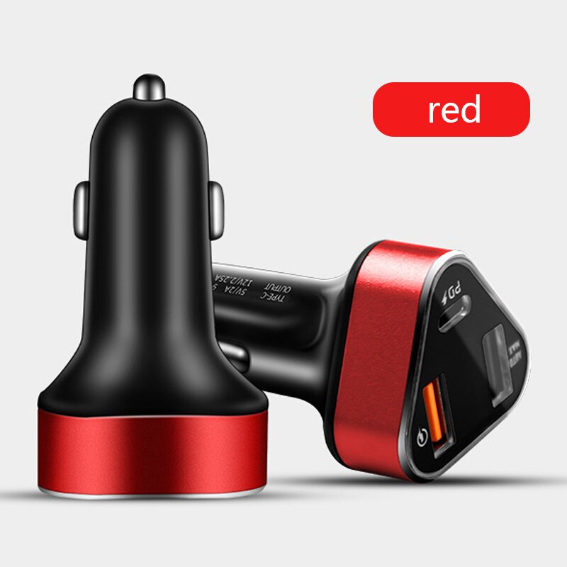 Pd/QC3.0/BC1.2 Sigarettenaansteker 12V Auto Socket Snel Opladen Splitter Aansteker Oplader Voor Apple/samsung/Huawei/Xiaomi: 1x Car Charge Red