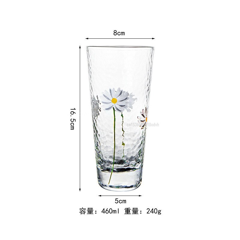 Glazen Beker Kleine Daisy Gehamerd Crystal Cup Huishoudelijke Hittebestendige Transparant Glas Fruit Drink Bier Whiskey Bril: 1