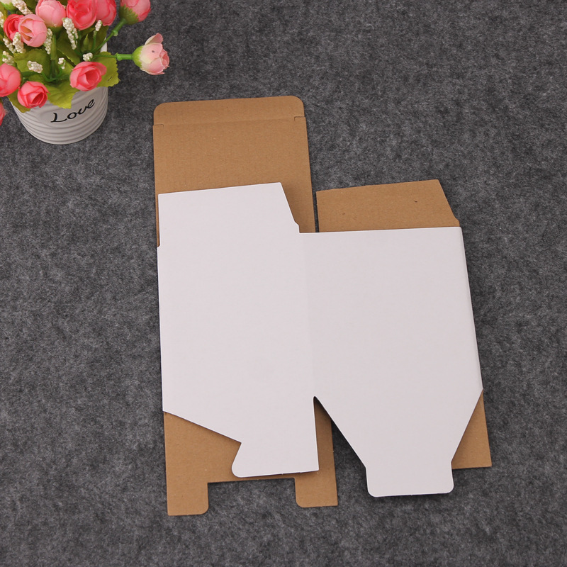 10Pcs White Kraft Paper Box Mailer Thicken Corrugated Box Square Packaging Box Mini Cardboard Carton