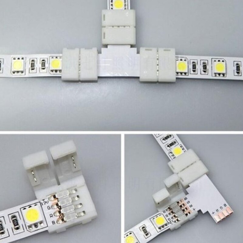 2 Connecteurs En L Pour Bande LED RVB 5050 - Raccords Et Câbles - Neuf En Sachet