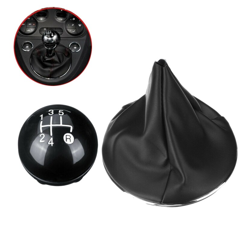 5 gear mt læder gearknop med bagagerumsdæksel til fiat 500 500c 55344048