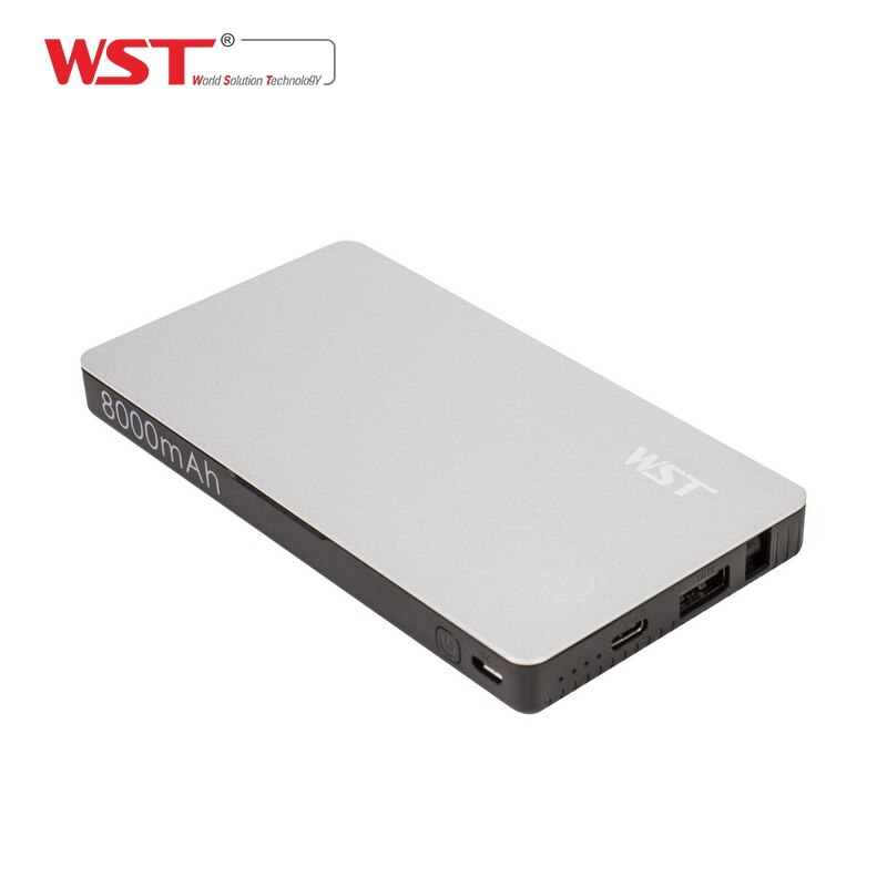 Wst Originele Ingebouwde Kabel Caricatore Portatile Ultra Dunne Power Bank Goud Zilver Zakelijke Stijl Draagbare Batterij: silver
