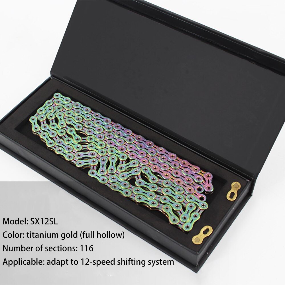 Bunte Höhlte MTB Straße Typ Bicicle Kette 116 Verknüpfungen Rennen Fahrrad Kette Edelstahl 6 7 8 9 10 11 12 geschwindigkeit Mountainbike Kette
